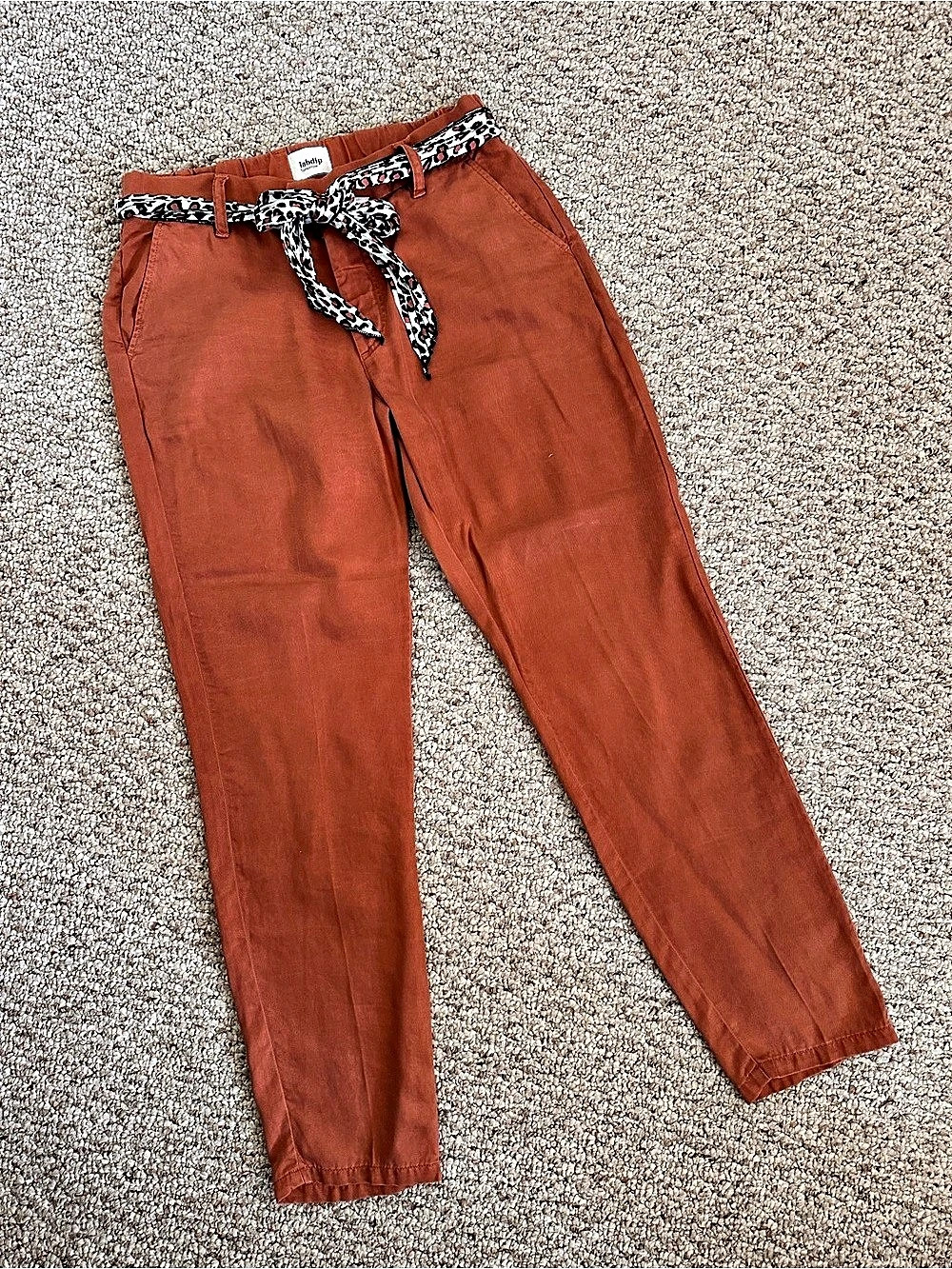 Labdip - Thea Tencel Trousers Orange & White - Size UK 38